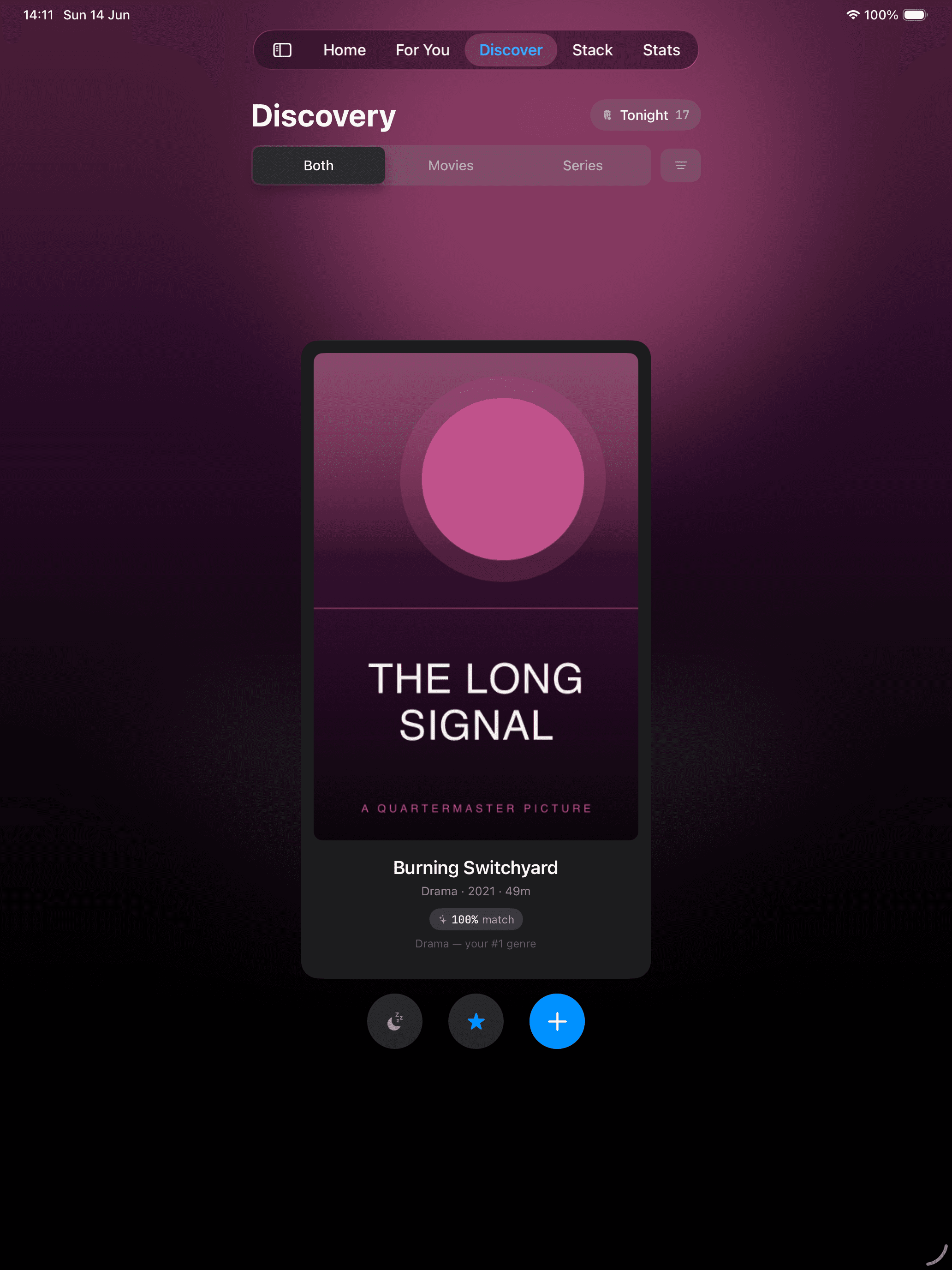 iPad discovery — taste-matched cards across a wider canvas.